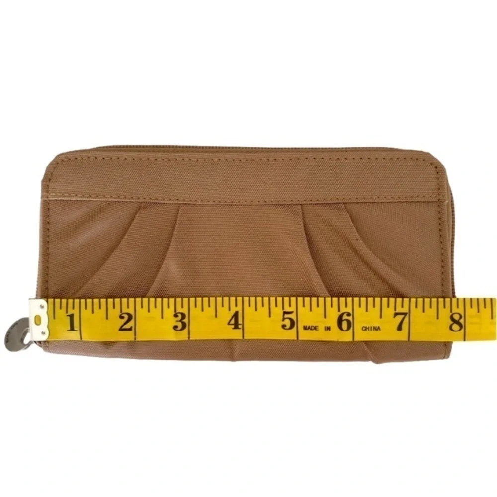 TRAVELON Wallet RFID Blocking Zip Around Multi Pocket Tan/Orange NWOT